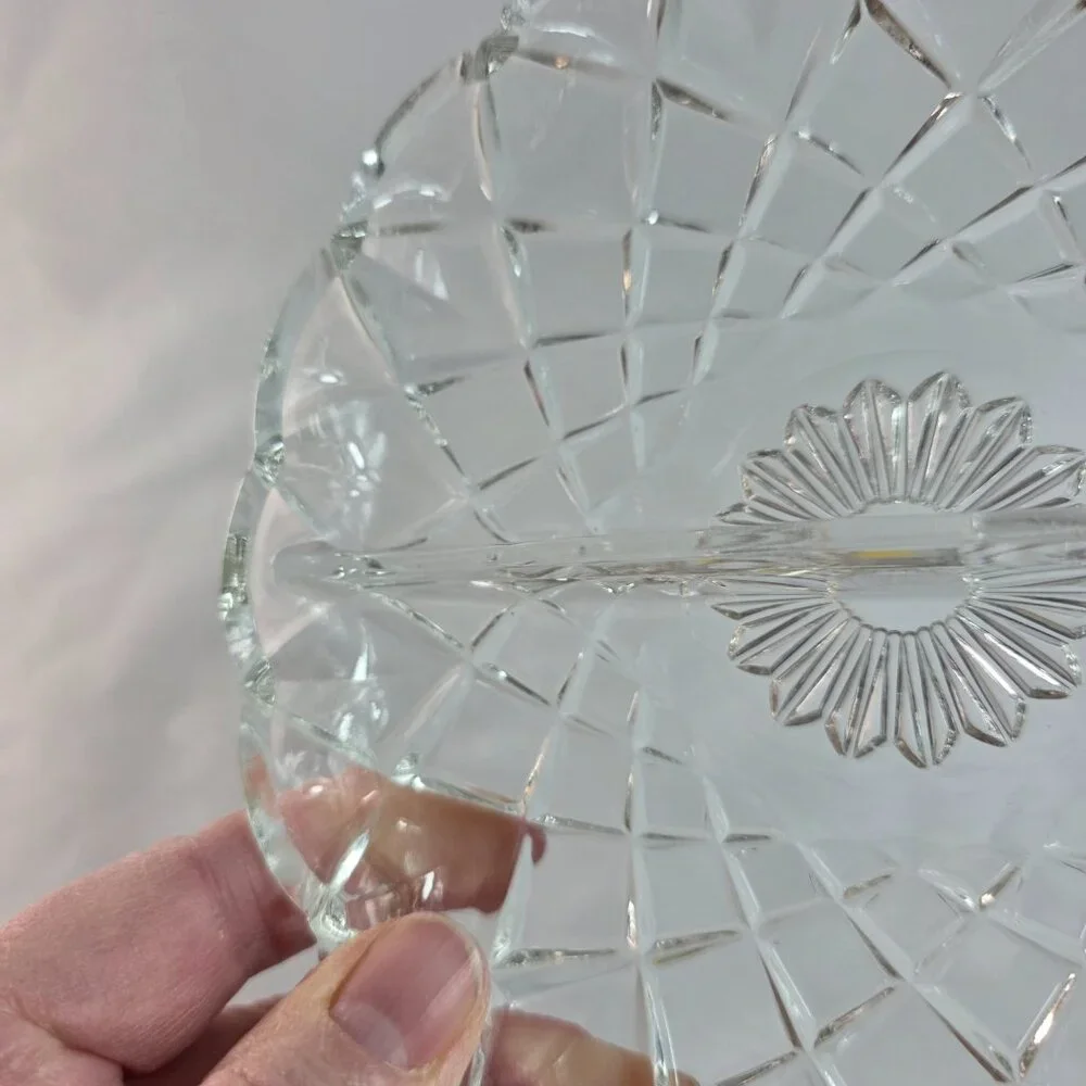 Vintage Hazel Atlas 232 Divided Relish Dish 6 1/2 Inches Crisscross Pattern